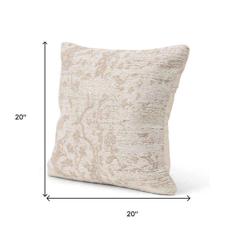 HomeRoots 20" Cream And Beige Abstract Cotton Throw Pillow Cover with Texture image number 3