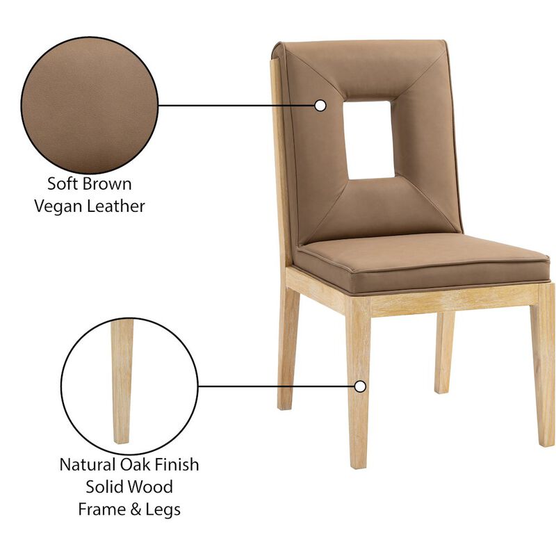 Meridian Furniture Gwendolyn Brown Vegan Leather Dining Side Chair, Set of 2