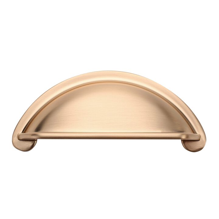 Alzassbg 5 Pack Brushed Brass Cabinet Cup Pulls, 3 Inch(76mm) Hole Centers Gold Cabinet Handles Hardware Bin Cup Metal Drawer Pu