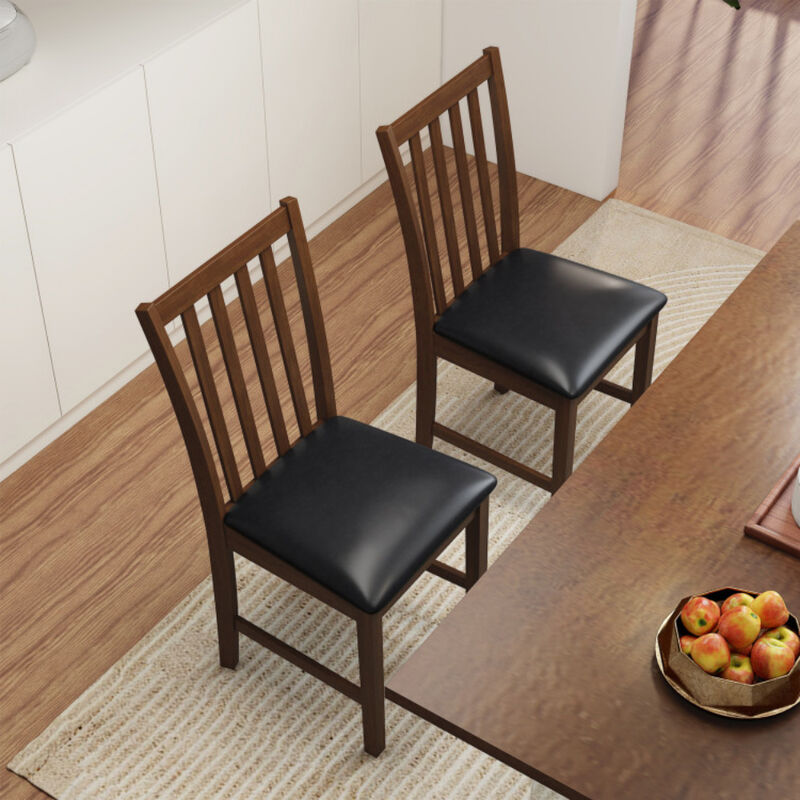 Set of 2 Wooden Dining Chairs with Solid Rubber Wood Frame and Padded Seat image number 3
