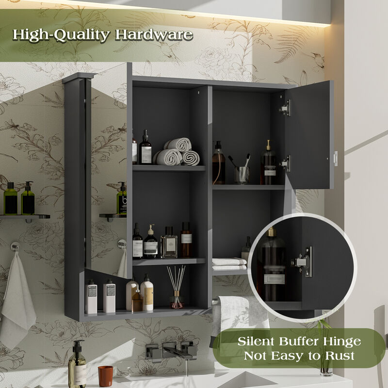 ELEMENT ACE Modern Wall Mounted Bathroom Medicine Cabinet with Adjustable Shelves image number 9