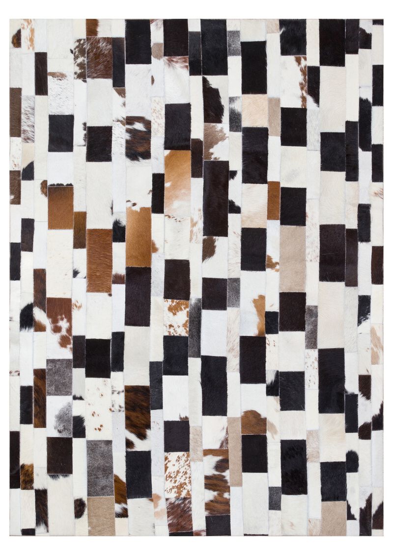Brick Pattern Patchwork Cowhide Carpet image number 0
