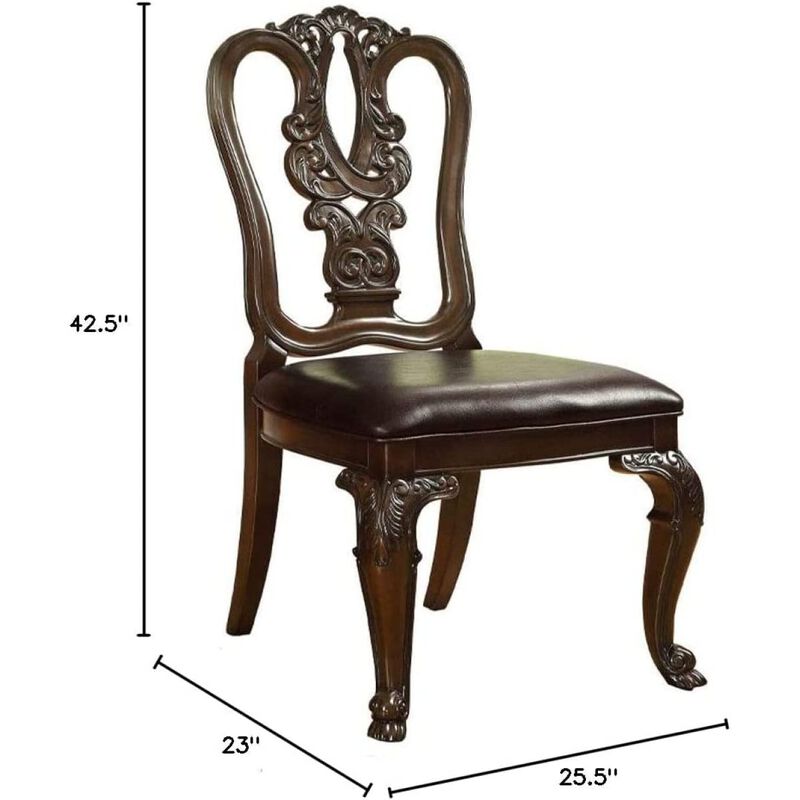 Streamdale Intricate Brown Cherry Side Chairs Set
