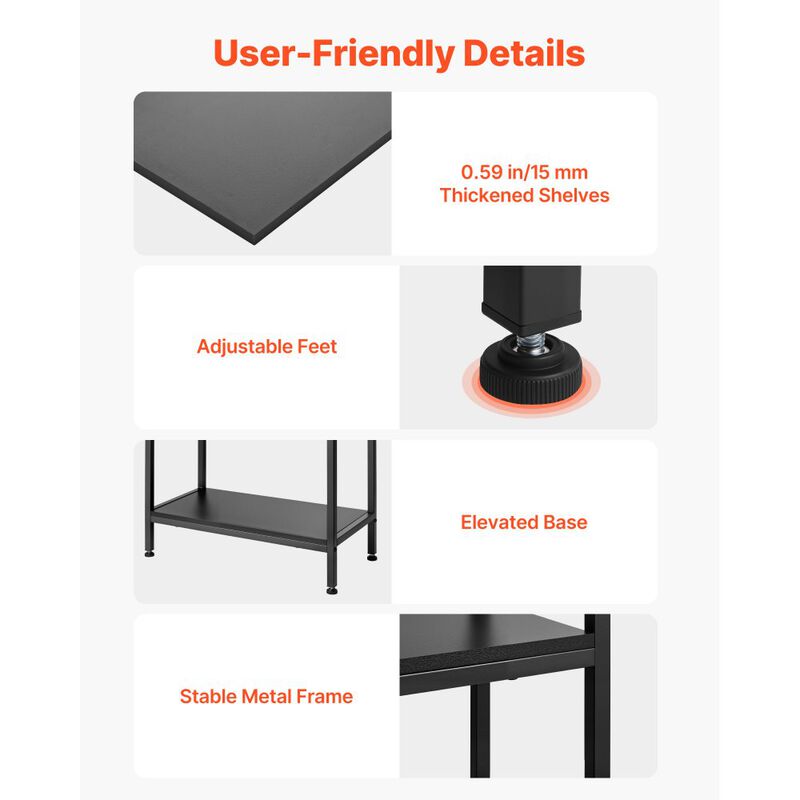 Freestanding 4 Tier Industrial Bookshelf Open Display Shelf Black image number 3