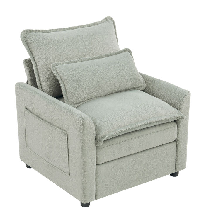 Merax Faux Fur Single Accent Armchair with Double-Layer Cushion