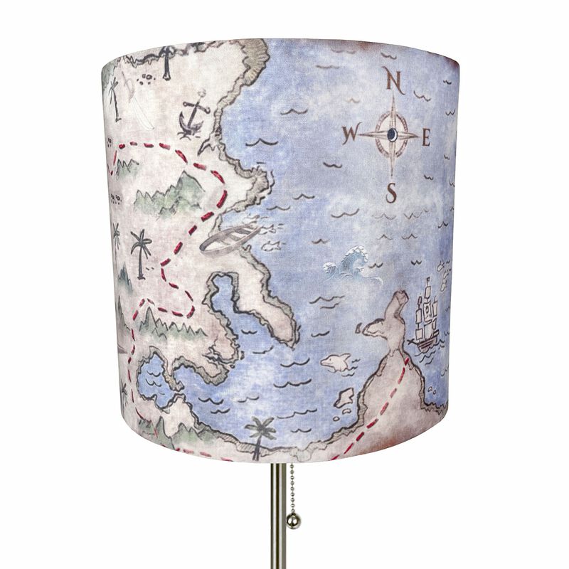 Decorative Treasure Map Brushed Nickel Accent Lamp Coastal Pirate Beach Decor image number 4