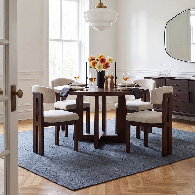 COLAMY HALO Modern Upholstered Wood Dining Chair image number 3