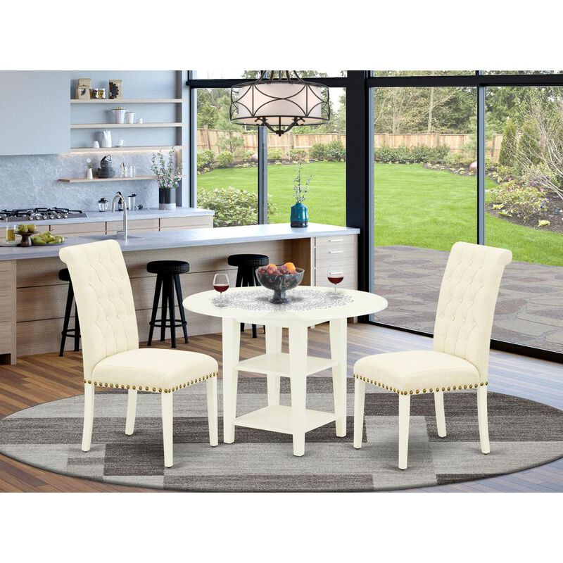 East West Furniture Dining Room Set Linen White