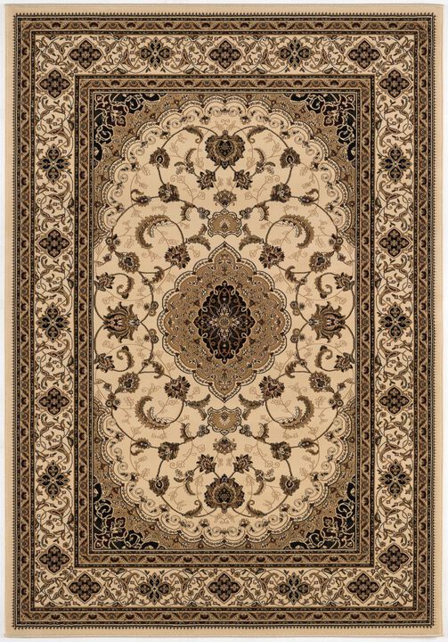 Majestic Traditional Persian Beige Black Indoor Area Rug