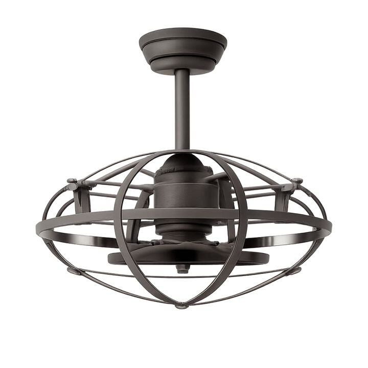 ELEMENT ACE 20.63 Inch Caged Ceiling Fan with Lights, Reversible Silent Fan for Farmhouse, Bedroom, Living Room, Bulbs Not Included
