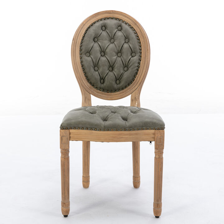 Whisen French Style Dining Chair, Rubberwood Frame with PU Leather Upholstery, Handmade Tufted & Nailhead Trim for Living Room Kitchen Set of 2