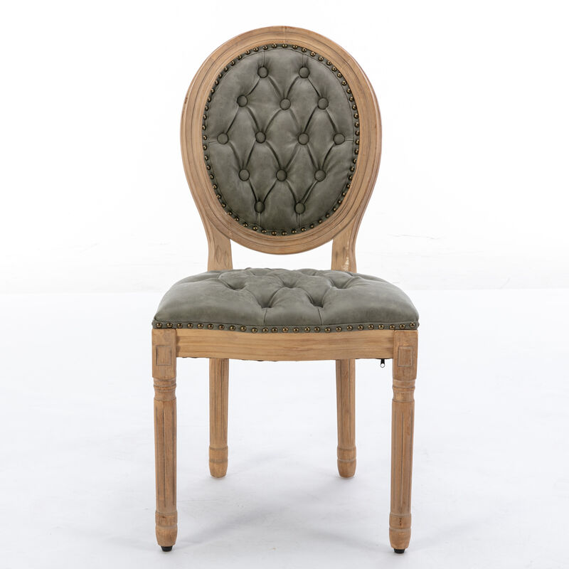 Whisen French Style Dining Chair, Rubberwood Frame with PU Leather Upholstery, Handmade Tufted & Nailhead Trim for Living Room Kitchen Set of 2 image number 0