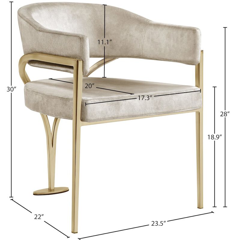 Meridian Furniture Madelyn Stone Velvet Dining Chair, Set of 2