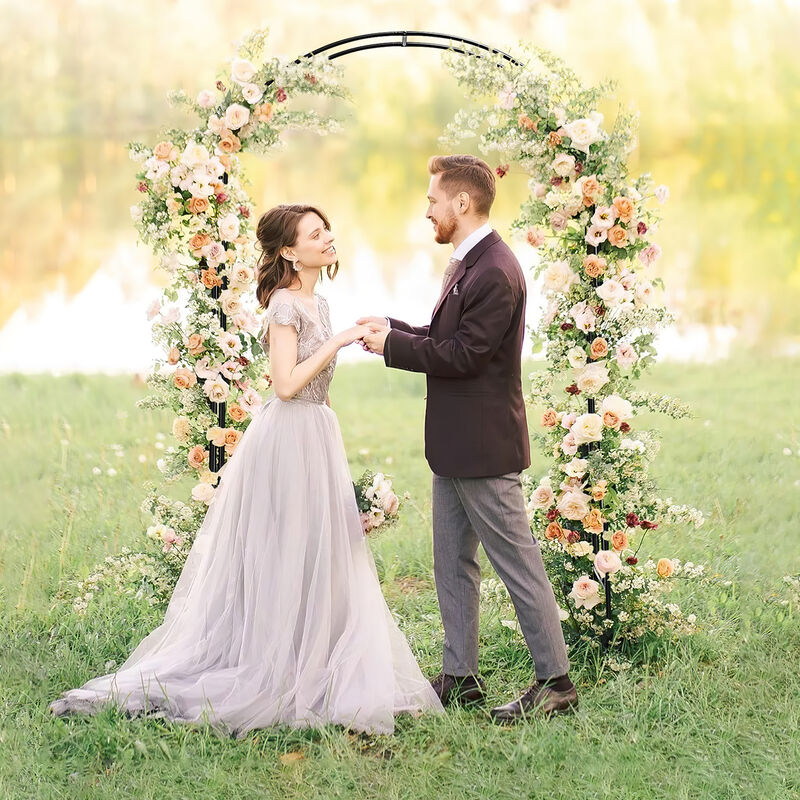 7.5 Feet Metal Garden Arch for Climbing Plants and Outdoor Garden Decor-Black