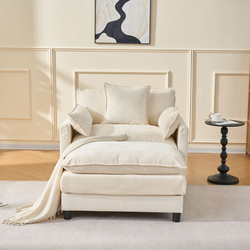 Merax Oversized Chenille Fabric Accent Armchair image number 3