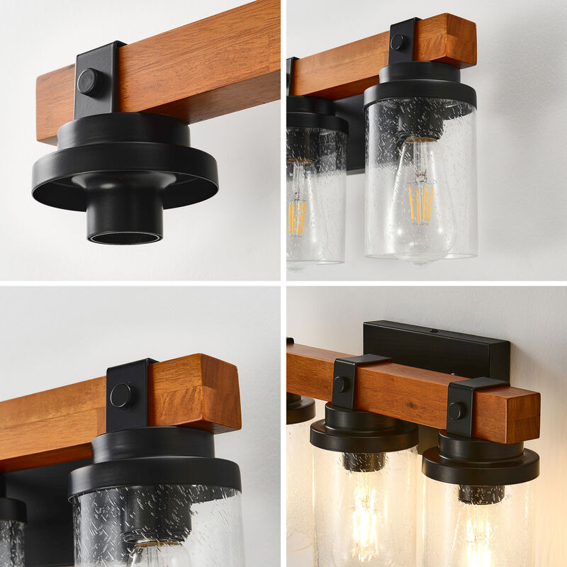 ELEMENT ACE 3-Light Wall Mounted Vanity Lighting Fixture with Clear Glass Shades Rustproof Corrosion Resistant for Bathroom Bedroom Hallway Entryway image number 5