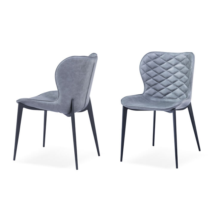Felicia Modern Grey & Black Dining Chair (Set of 2)