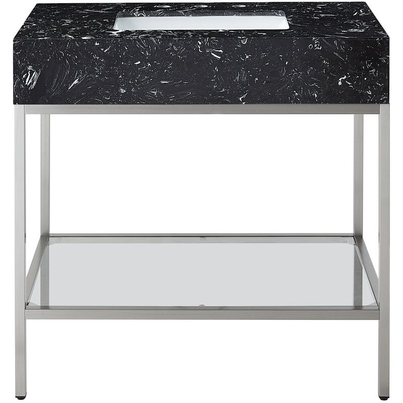 Meridian Furniture Marmo Black Engineered Marble Bathroom Vanity