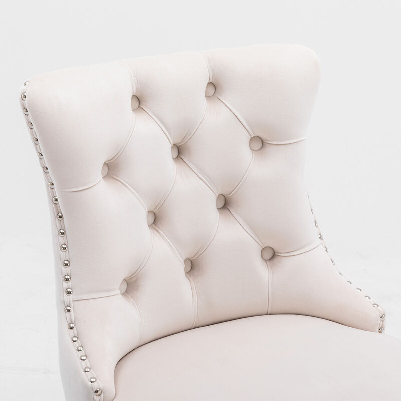 Streamdale Button-Tufted Velvet Barstools with Chrome (Set of 2)