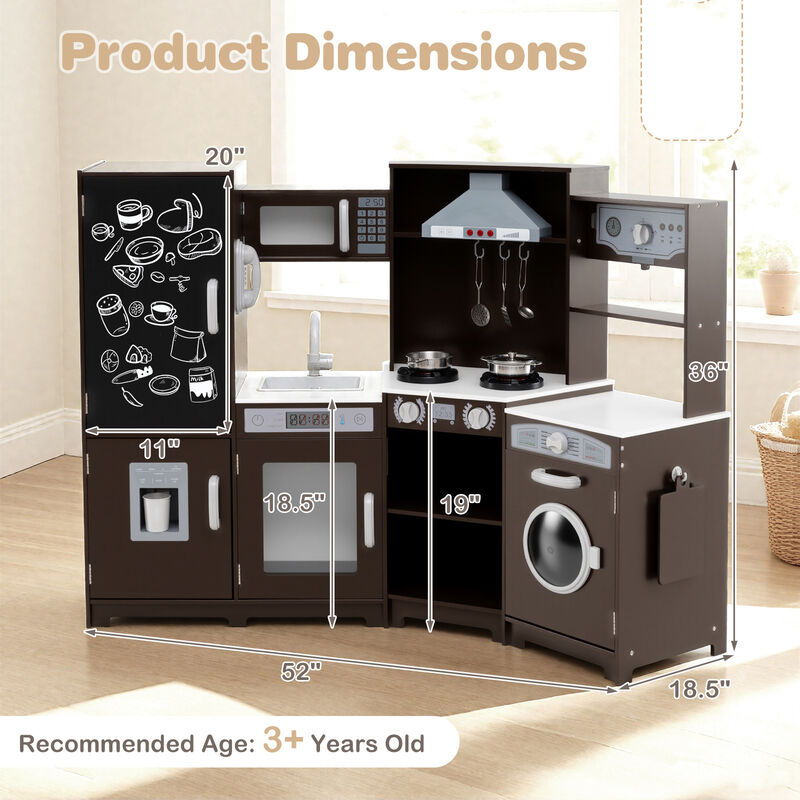 Large Pretend Play Kitchen Set with Lights and Sounds for Kids Playroom image number 2