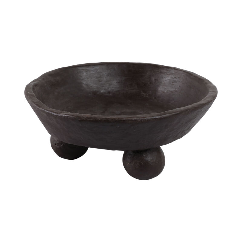 12x12" Paper Mache Knobby Footed Bowl, Brown image number 1