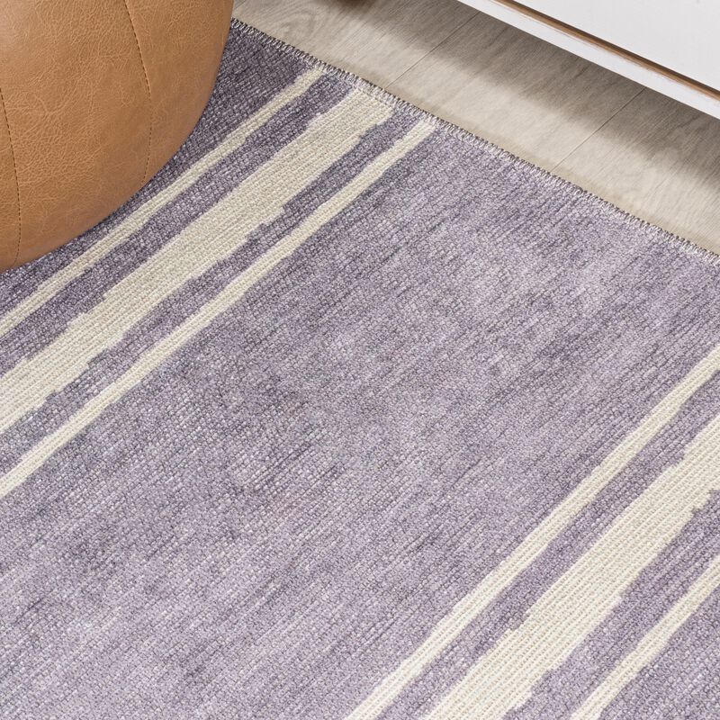 Bande Distressed Ticking Stripe Machine Washable Area Rug
