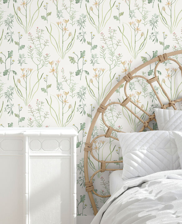 Alpine Botanical Peach Peel & Stick Wallpaper