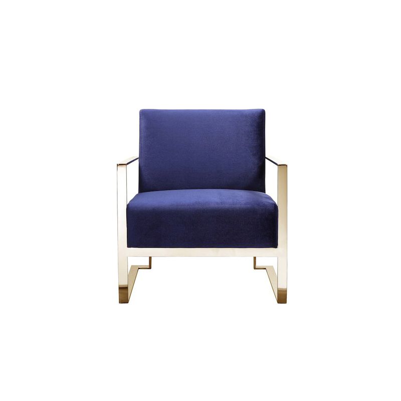 Pangea Home Dexter Lounge Chair Velvet Navy