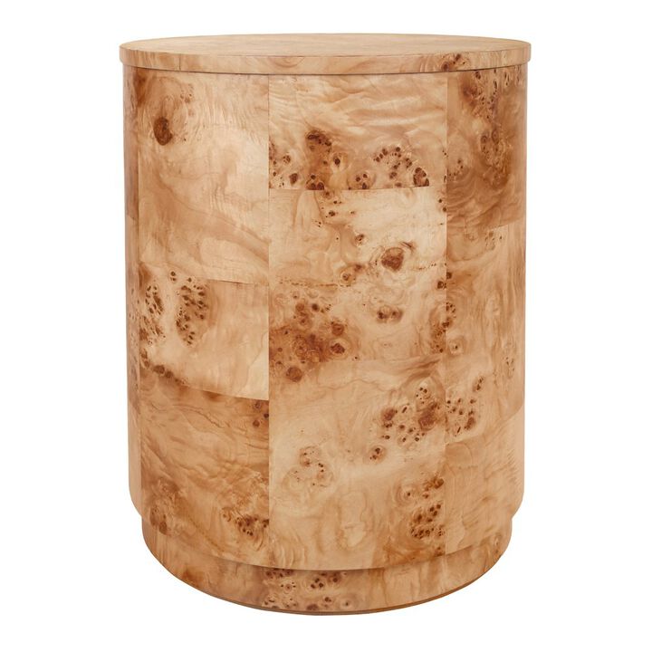 Arsenio Burl Wood Round Side/End Table