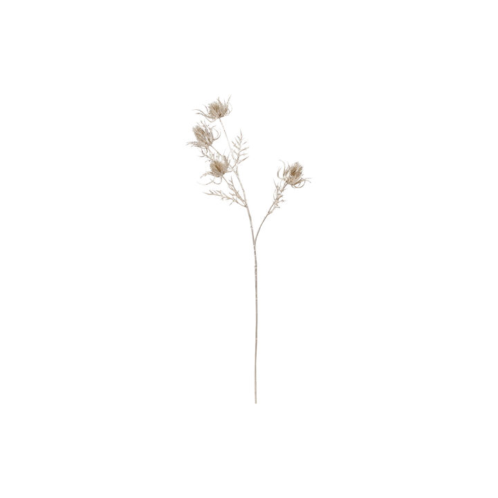 Silvered Faux Thistle Stem with Glittered Finish and Iron Detail
