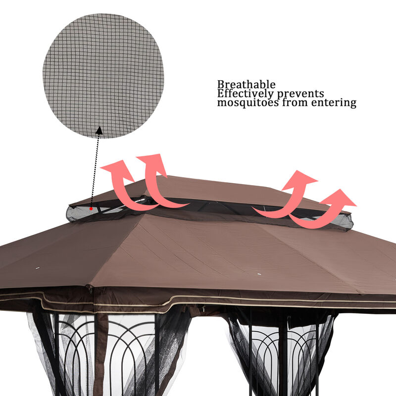 Streamdale 13 X 10FT Patio Double Roof Gazebo Replacement Canopy Top Fabric image number 4