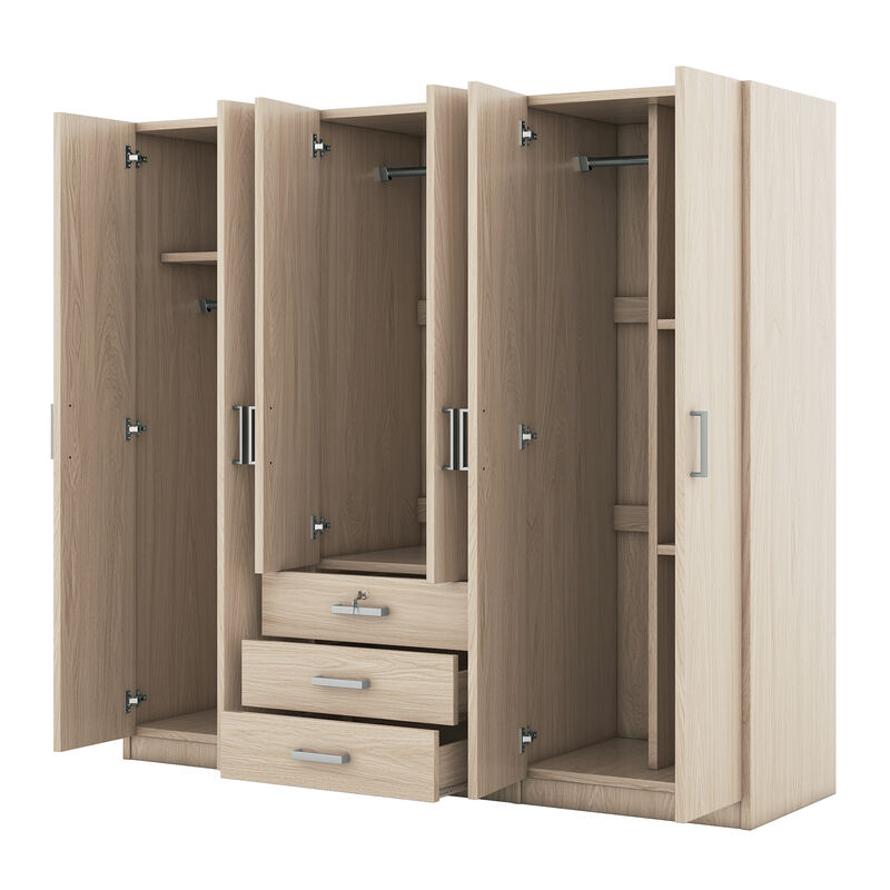 Merax 6-Doors Wooden Wardrobe Storage for Bedroom
