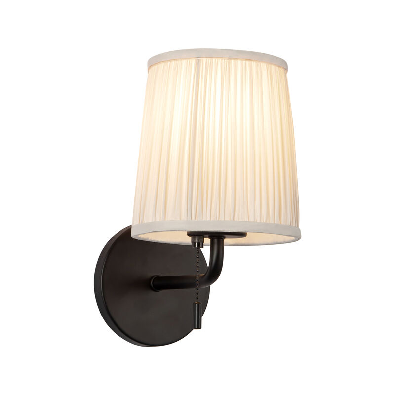 Scout 10-in Damp-Rated Wall/Vanity Light with Patterned Pleated Linen Shade image number 0
