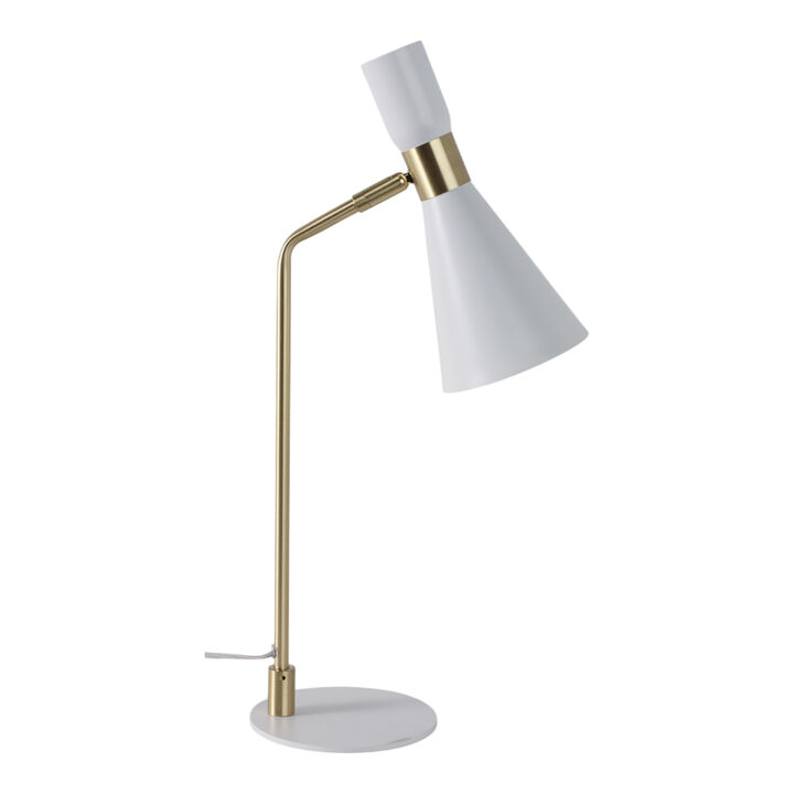 21" Metal Table Lamp, White/Gold