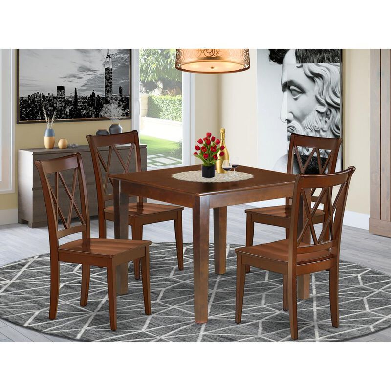 East West Furniture Dining Room Set Mahogany, OXCL5-MAH-W