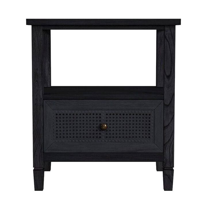Butler Specialty Flagstaff 1-Drawer Cane Nightstand, Black