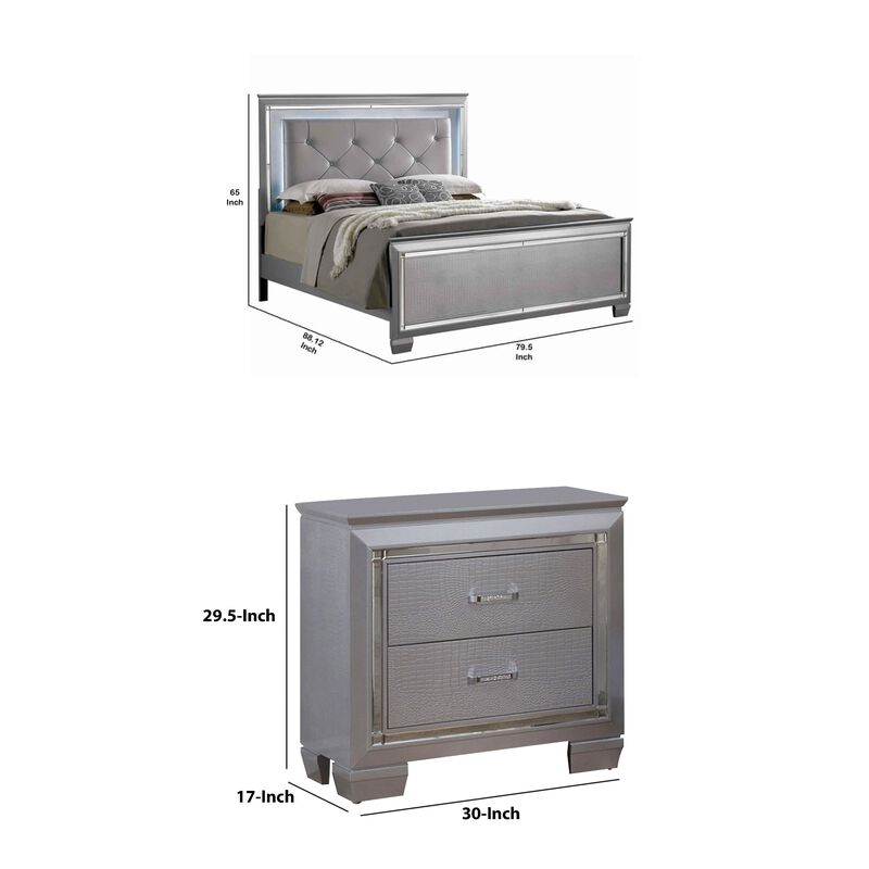 2pc King Bedroom Set, Gray Wood, Nightstand image number 4