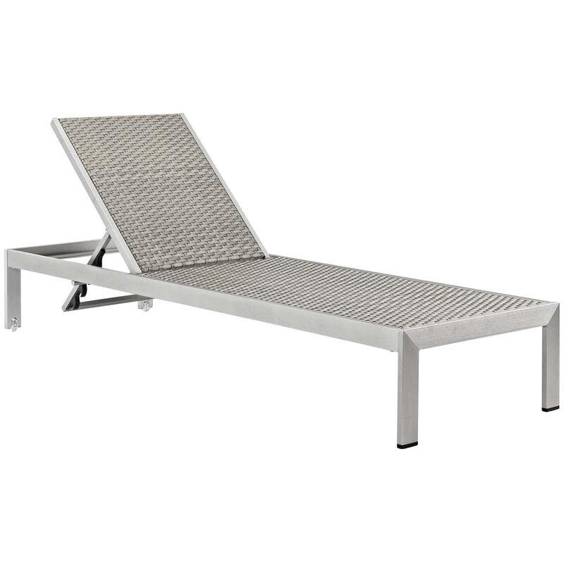 Modway Shore Outdoor Patio Aluminum Chaise with Cushions in Silver Turquoise image number 3