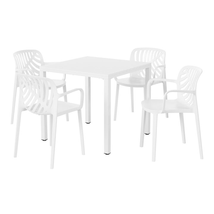 WestinTrends 5-Piece Outdoor Square Dining Table Patio Set with Stackable Patio Dining Chairs