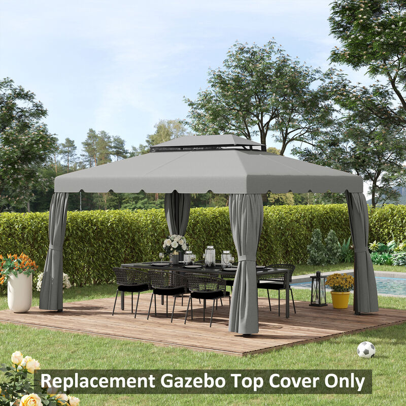 Outsunny 13.1' x 9.8' Gazebo Replacement Canopy, Gazebo Top Cover for 01-0870, 84C-101, 84C-144 with Double Vented Roof for Garden Patio Outdoor (TOP ONLY), Light Gray