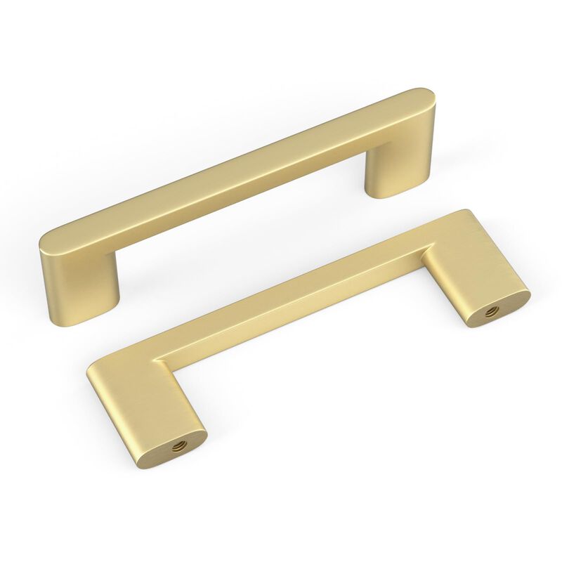 homdiy 10 Pack Matte Gold Cabinet Pulls 3-3/4 inch Hole Center Brushed Brass Kitchen Drawer Handles for Dresser Cupboard Living