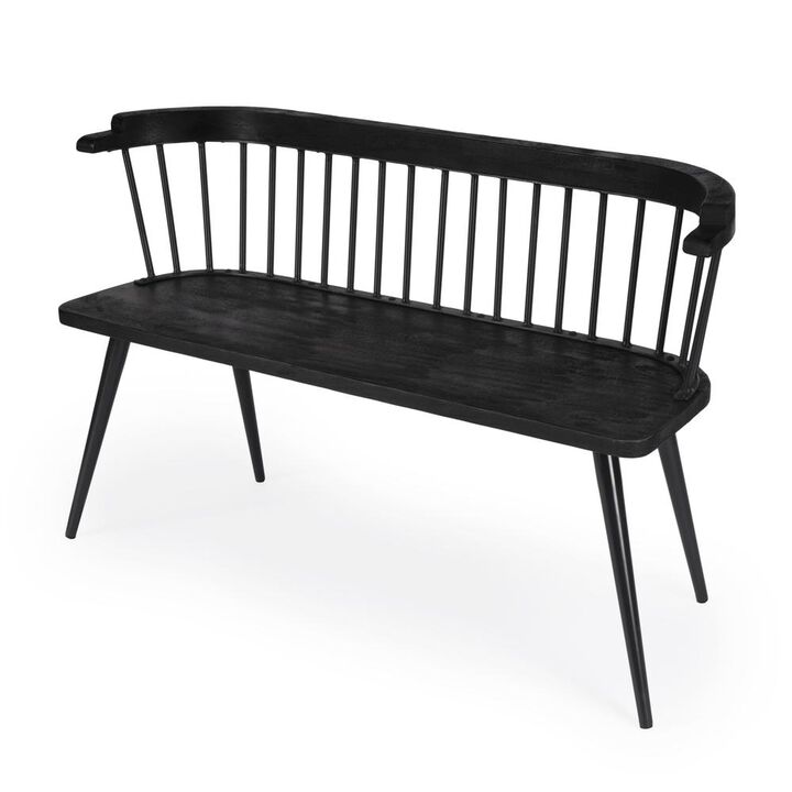 Butler Specialty Tempe Mango Wood Spindle Back 51.25"W Bench, Black