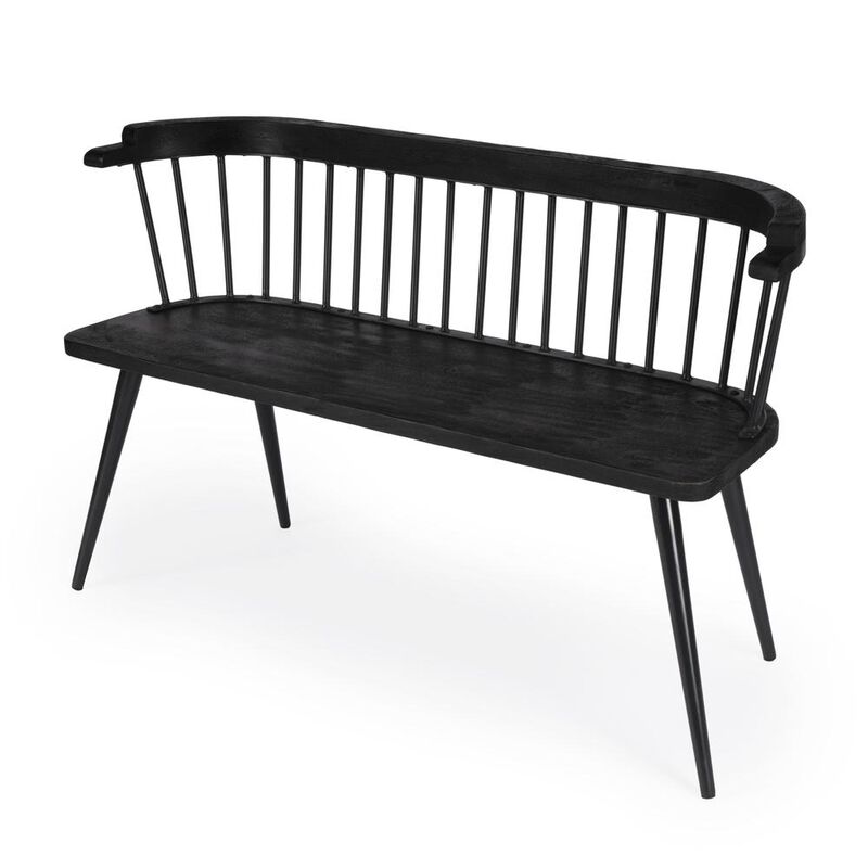 Butler Specialty Tempe Mango Wood Spindle Back 51.25"W Bench, Black image number 0