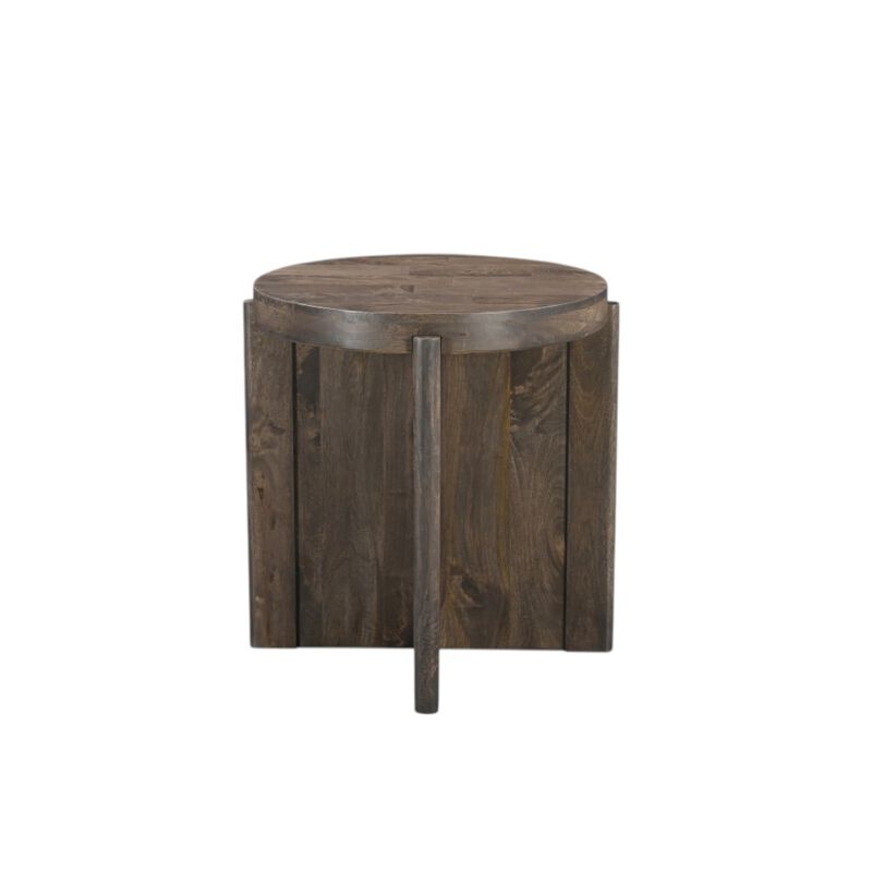 HomeRoots 24" Brown Solid Wood Round Cross Leg End Table image number 3