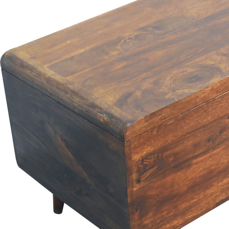 Curved Solid Wood  Chestnut Blanket Box