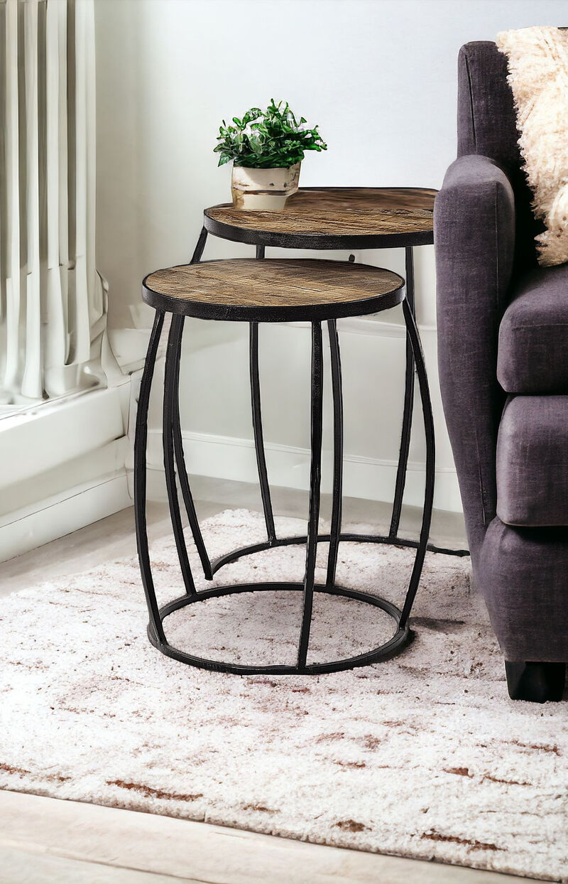 Solid Wood Round Accent Tables &ndash; Elegant Set of Two