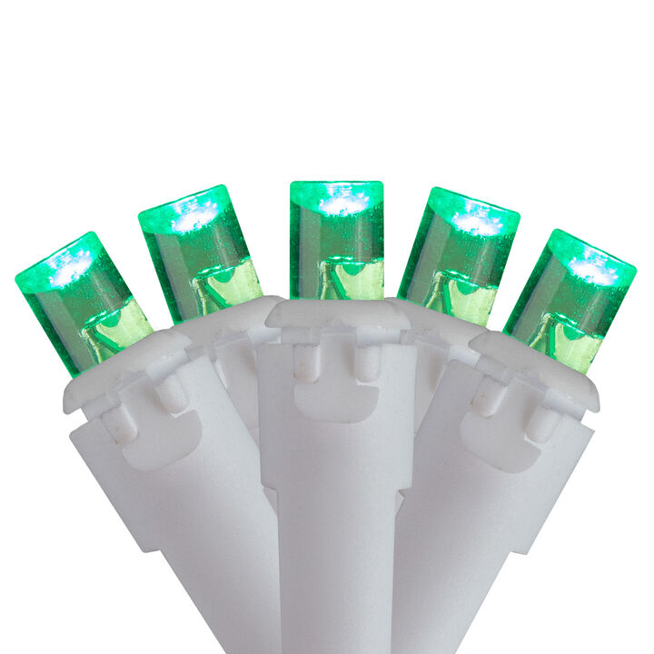 Set of 70 Green LED Wide Angle Icicle Christmas Lights - 6ft White Wire