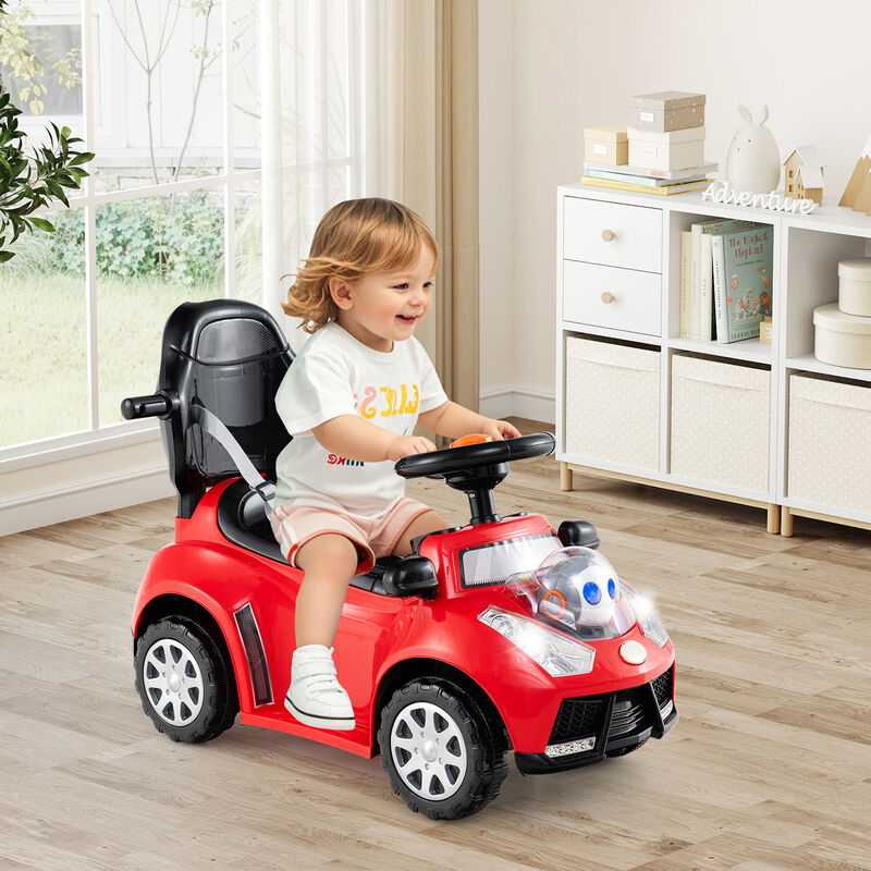 3-in-1 Toddler Ride-On Push Car with Canopy, Seat Belt and Footrest image number 3