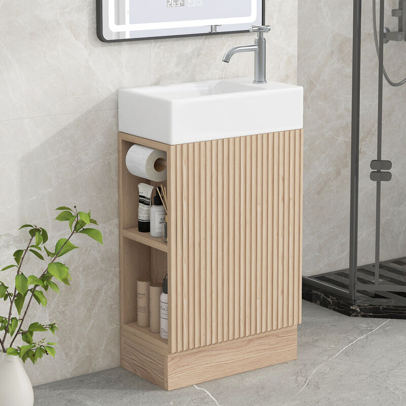 Merax Bathroom Vanity Cabinet with Two-tier Shelf