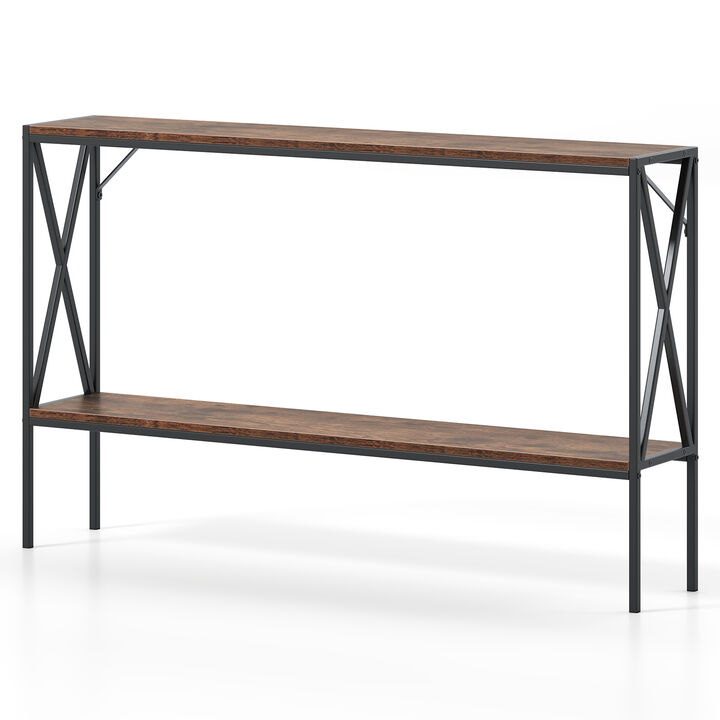 Compact Narrow Console Table with 2-Tier Storage – Entryway or Living Room Furniture